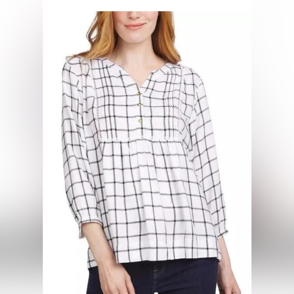 Wrangler Women's Black and White Plaid Blouse